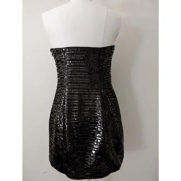 A.L.C. Elsie Strapless Sequin Satin Mini Dress - Black - Picture 5 of 16